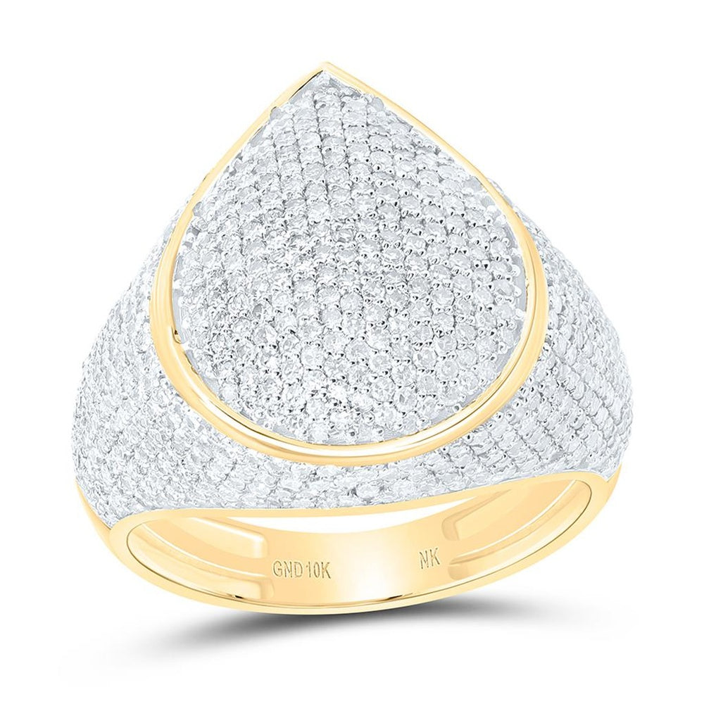 Yellow Gold Pear Diamond Ring - 1 3/4 Carat Total Diamond Weight