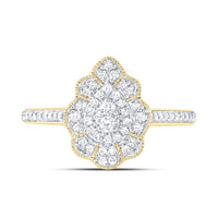 Yellow Gold Pear Diamond Ring - 1/3 Carat Total Diamond Weight