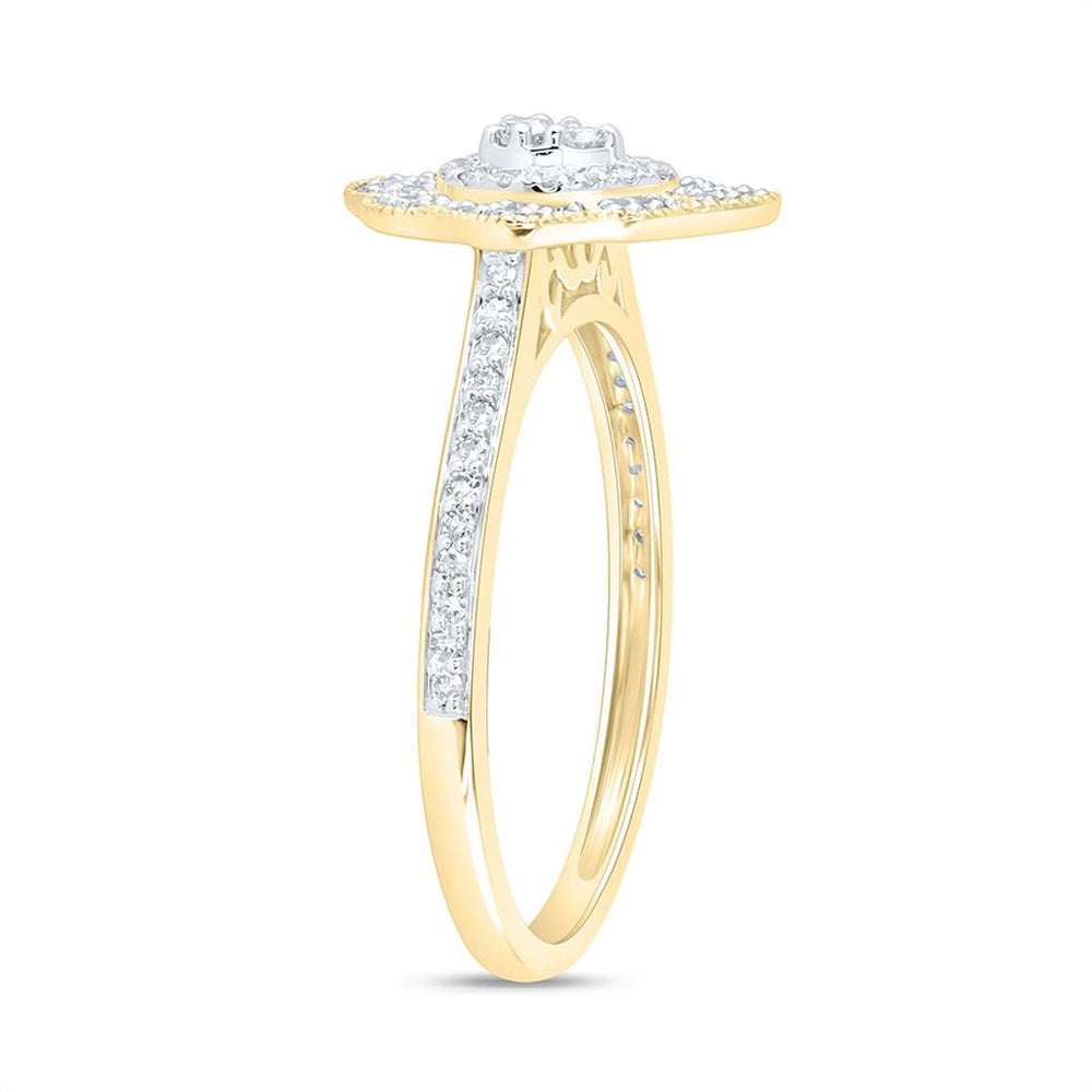 Yellow Gold Pear Diamond Ring - 1/3 Carat Total Diamond Weight