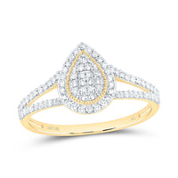 Yellow Gold Pear Diamond Ring - 1/3 Carat Total Diamond Weight