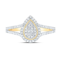 Yellow Gold Pear Diamond Ring - 1/3 Carat Total Diamond Weight
