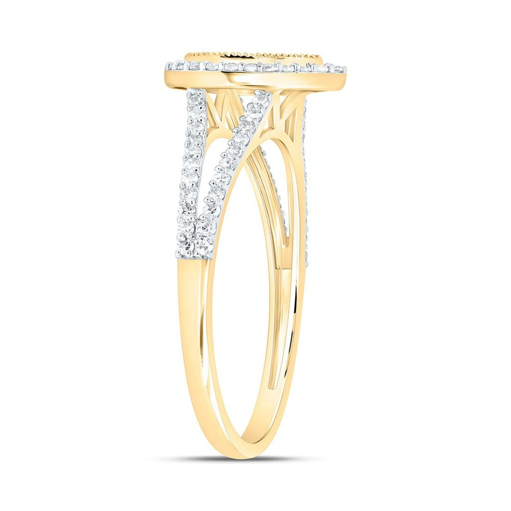 Yellow Gold Pear Diamond Ring - 1/3 Carat Total Diamond Weight