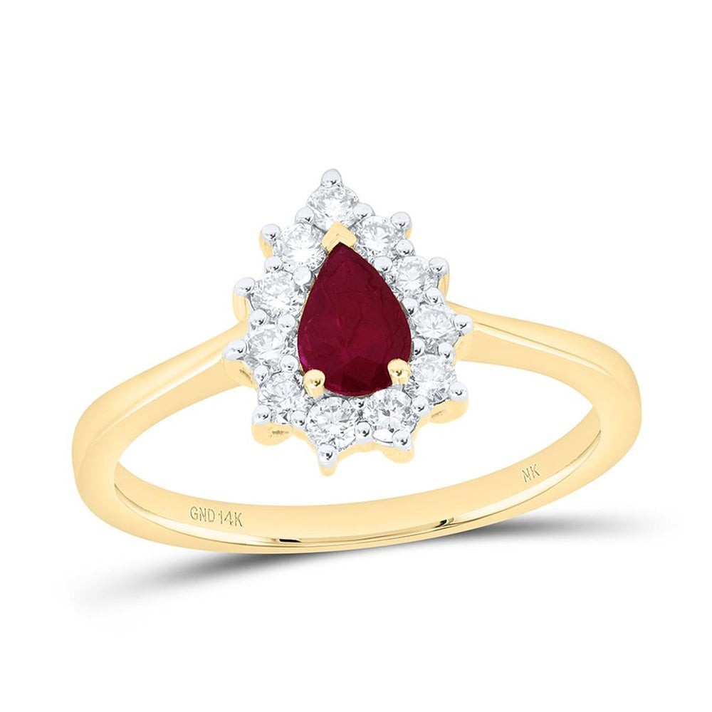 Yellow Gold Pear Diamond Ring - 1/4 Carat Total Diamond Weight