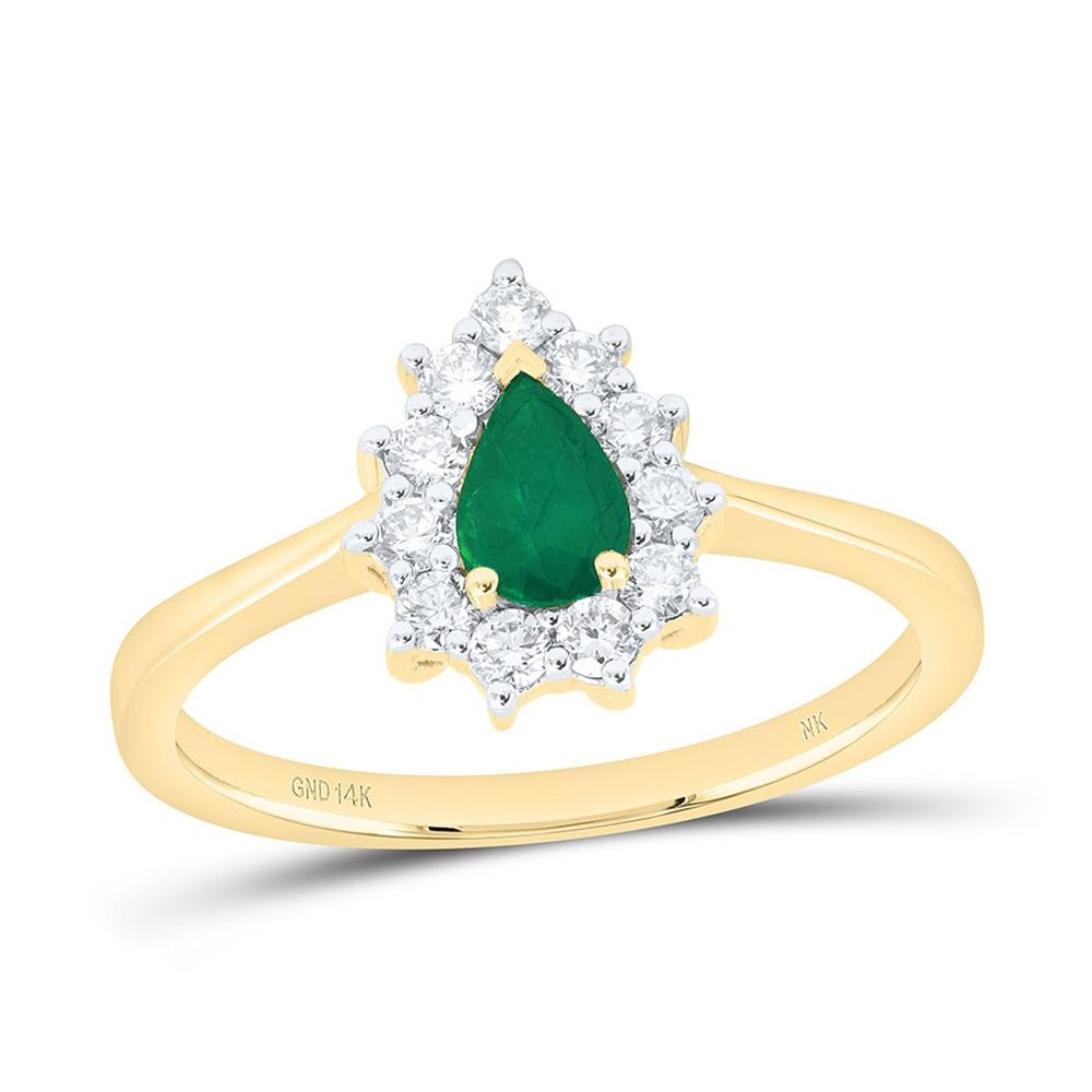 Yellow Gold Pear Diamond Ring - 1/4 Carat Total Diamond Weight