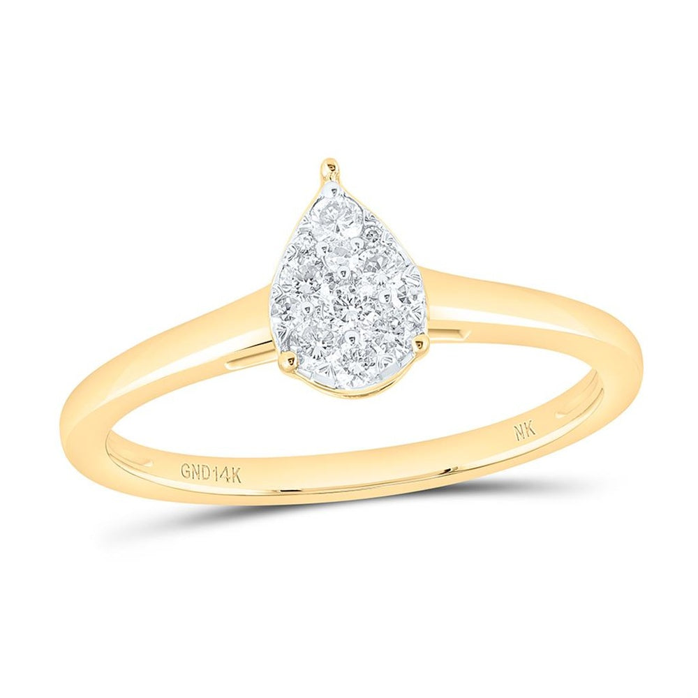 Yellow Gold Pear Diamond Ring - 1/4 Carat Total Diamond Weight
