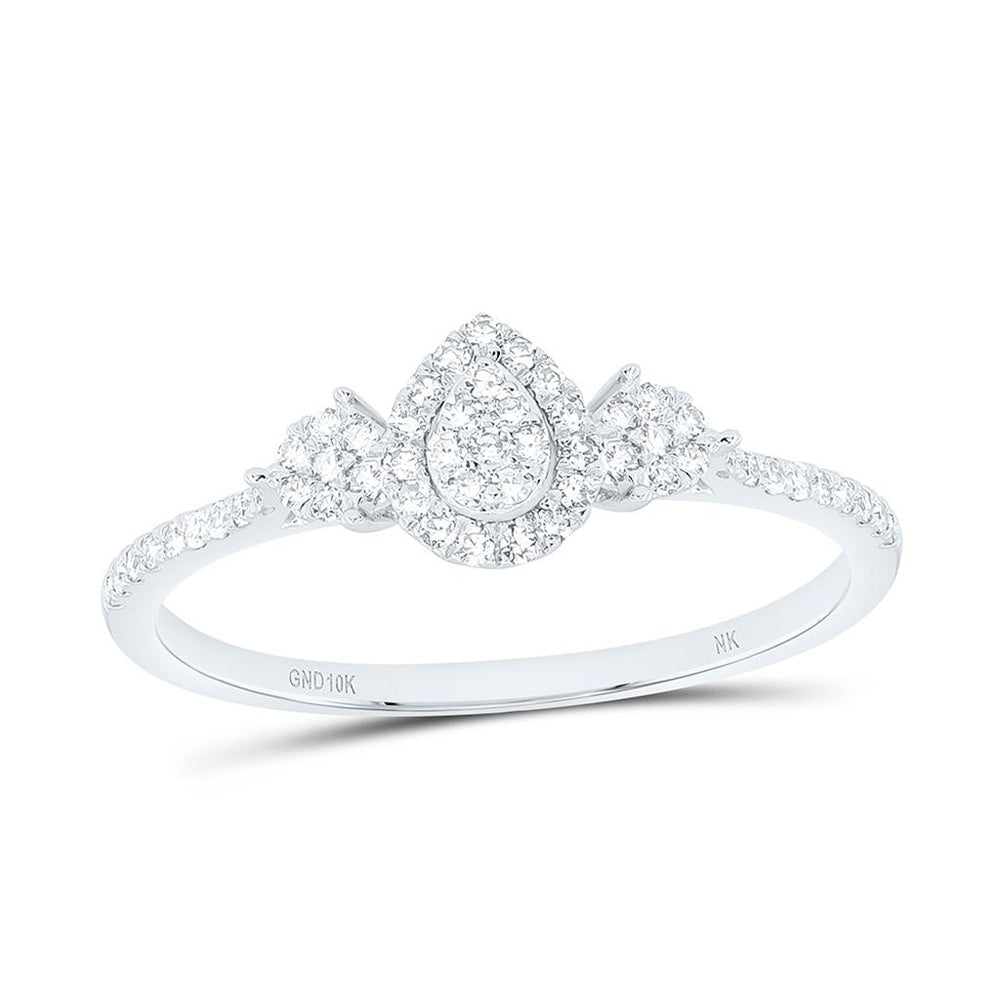 Yellow Gold Pear Diamond Ring - 1/5 Carat Total Diamond Weight