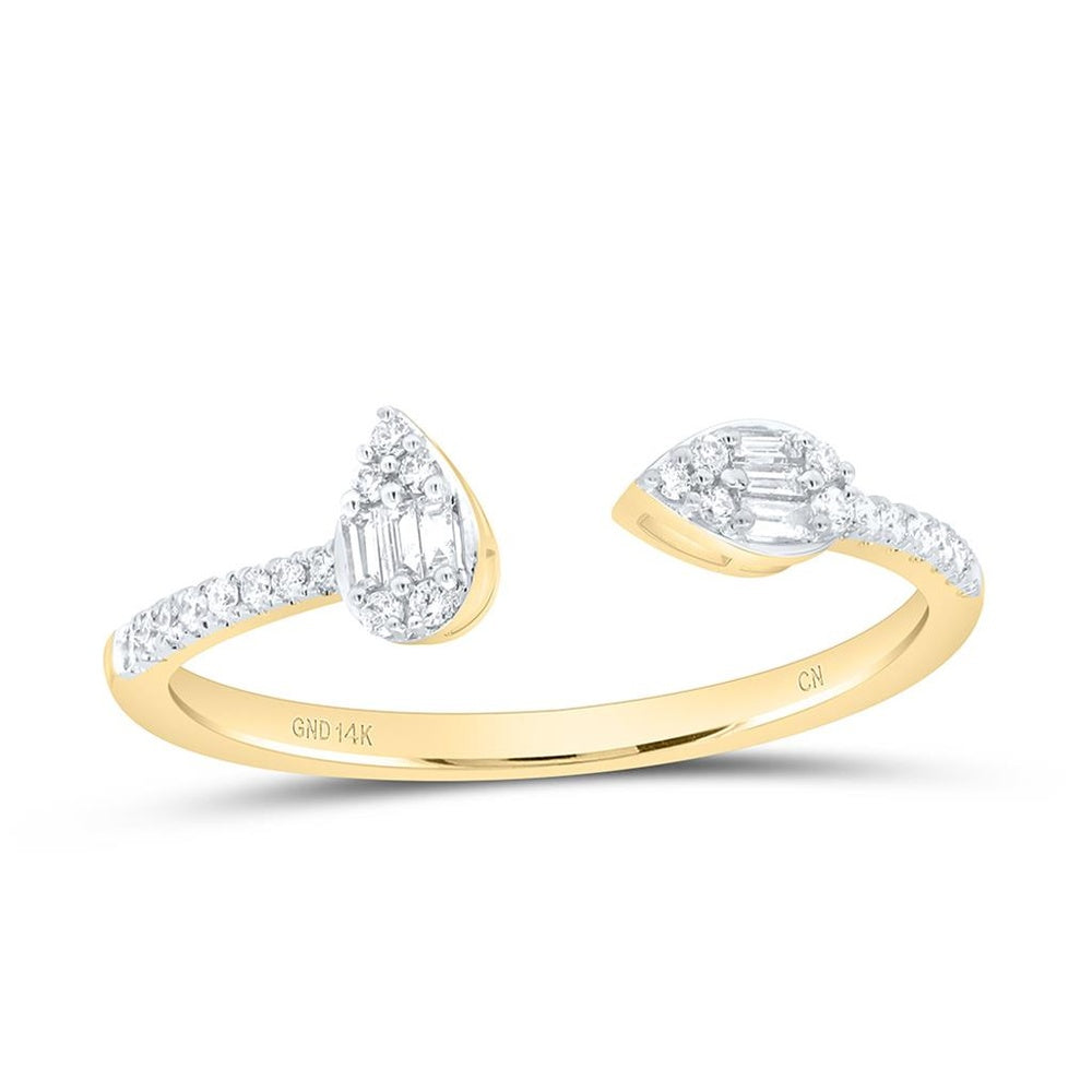 Yellow Gold Pear Diamond Ring - 1/6 Carat Total Diamond Weight