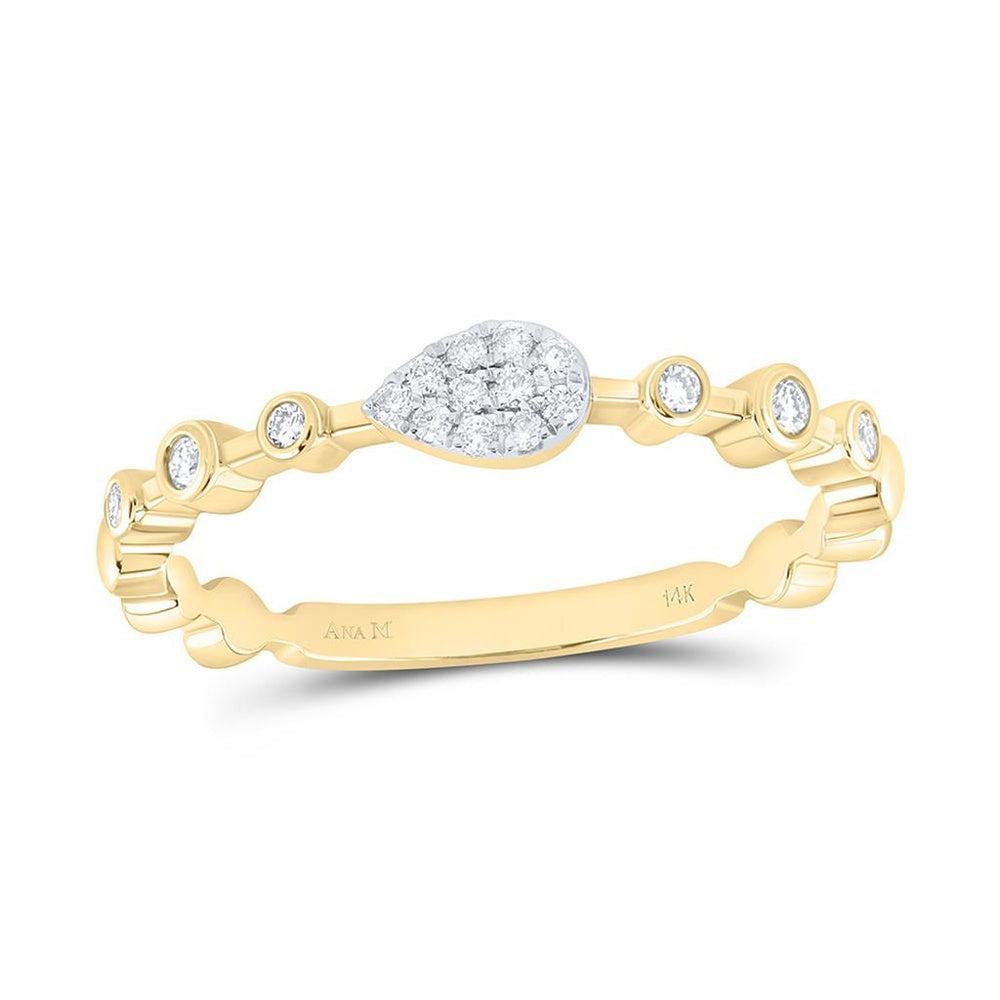 Yellow Gold Pear Diamond Ring - 1/8 Carat Total Diamond Weight
