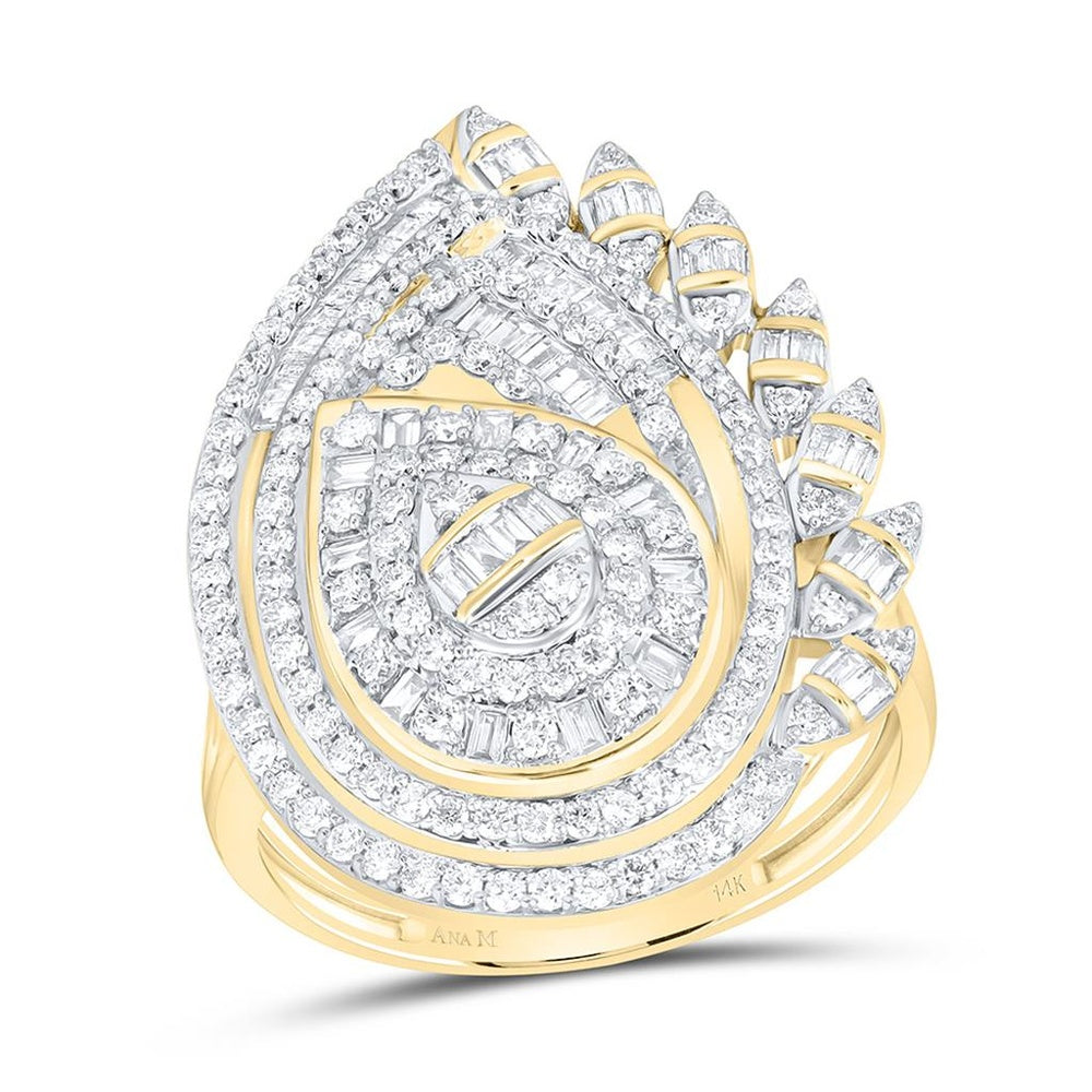 Yellow Gold Pear Diamond Ring - 1 Carat Total Diamond Weight