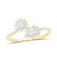 Yellow Gold Pear Diamond Ring - 3/4 Carat Total Diamond Weight