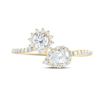 Yellow Gold Pear Diamond Ring - 3/4 Carat Total Diamond Weight