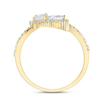 Yellow Gold Pear Diamond Ring - 3/4 Carat Total Diamond Weight