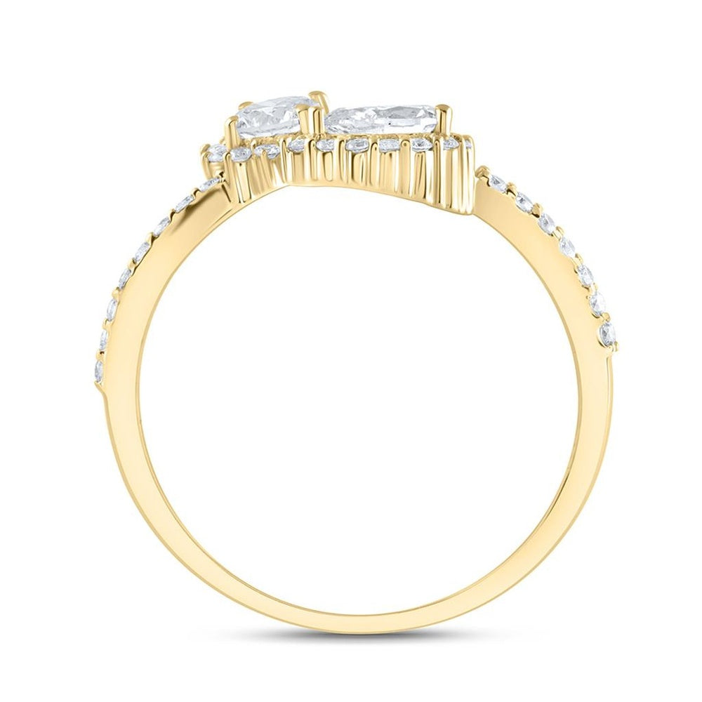 Yellow Gold Pear Diamond Ring - 3/4 Carat Total Diamond Weight