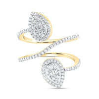 Yellow Gold Pear Diamond Ring - 3/4 Carat Total Diamond Weight