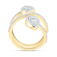 Yellow Gold Pear Diamond Ring - 3/4 Carat Total Diamond Weight