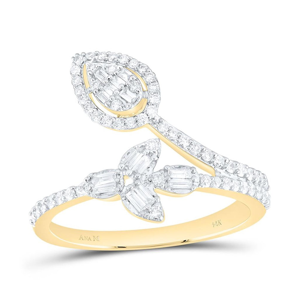 Yellow Gold Pear Diamond Ring - 3/8 Carat Total Diamond Weight