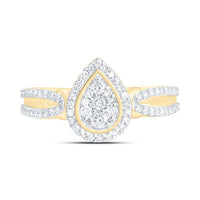 Yellow Gold Pear Diamond Ring - 3/8 Carat Total Diamond Weight