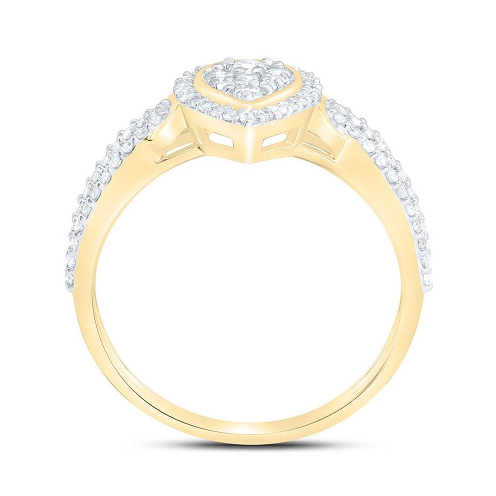 Yellow Gold Pear Diamond Ring - 3/8 Carat Total Diamond Weight