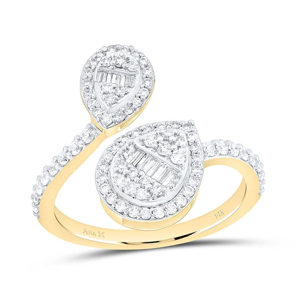 Yellow Gold Pear Diamond Ring - 5/8 Carat Total Diamond Weight