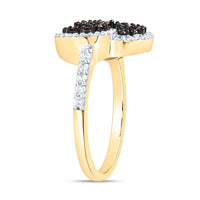 Yellow Gold Round Brown and White Diamond Ring - 1/2 Carat Total Diamond Weight