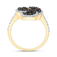 Yellow Gold Round Brown and White Diamond Ring - 1/2 Carat Total Diamond Weight