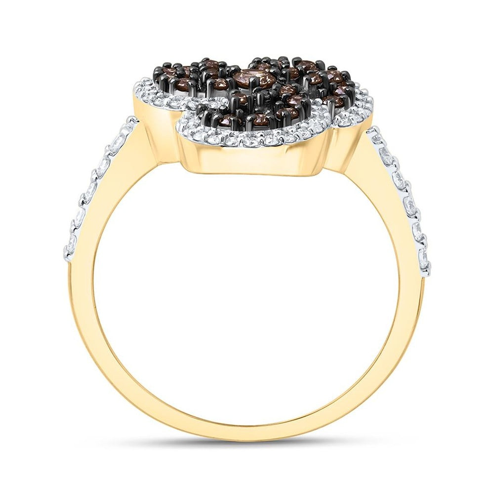 Yellow Gold Round Brown and White Diamond Ring - 1/2 Carat Total Diamond Weight
