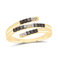 Yellow Gold Round Brown and White Diamond Ring - 1/4 Carat Total Diamond Weight