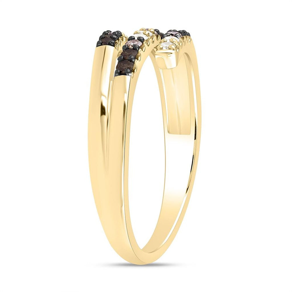 Yellow Gold Round Brown and White Diamond Ring - 1/4 Carat Total Diamond Weight