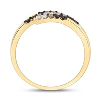 Yellow Gold Round Brown and White Diamond Ring - 1/4 Carat Total Diamond Weight