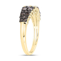 Yellow Gold Round Brown and White Diamond Ring - 1 Carat Total Diamond Weight