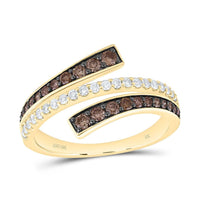Yellow Gold Round Brown and White Diamond Ring - 5/8 Carat Total Diamond Weight