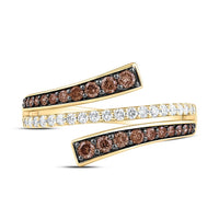 Yellow Gold Round Brown and White Diamond Ring - 5/8 Carat Total Diamond Weight