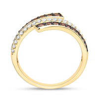 Yellow Gold Round Brown and White Diamond Ring - 5/8 Carat Total Diamond Weight