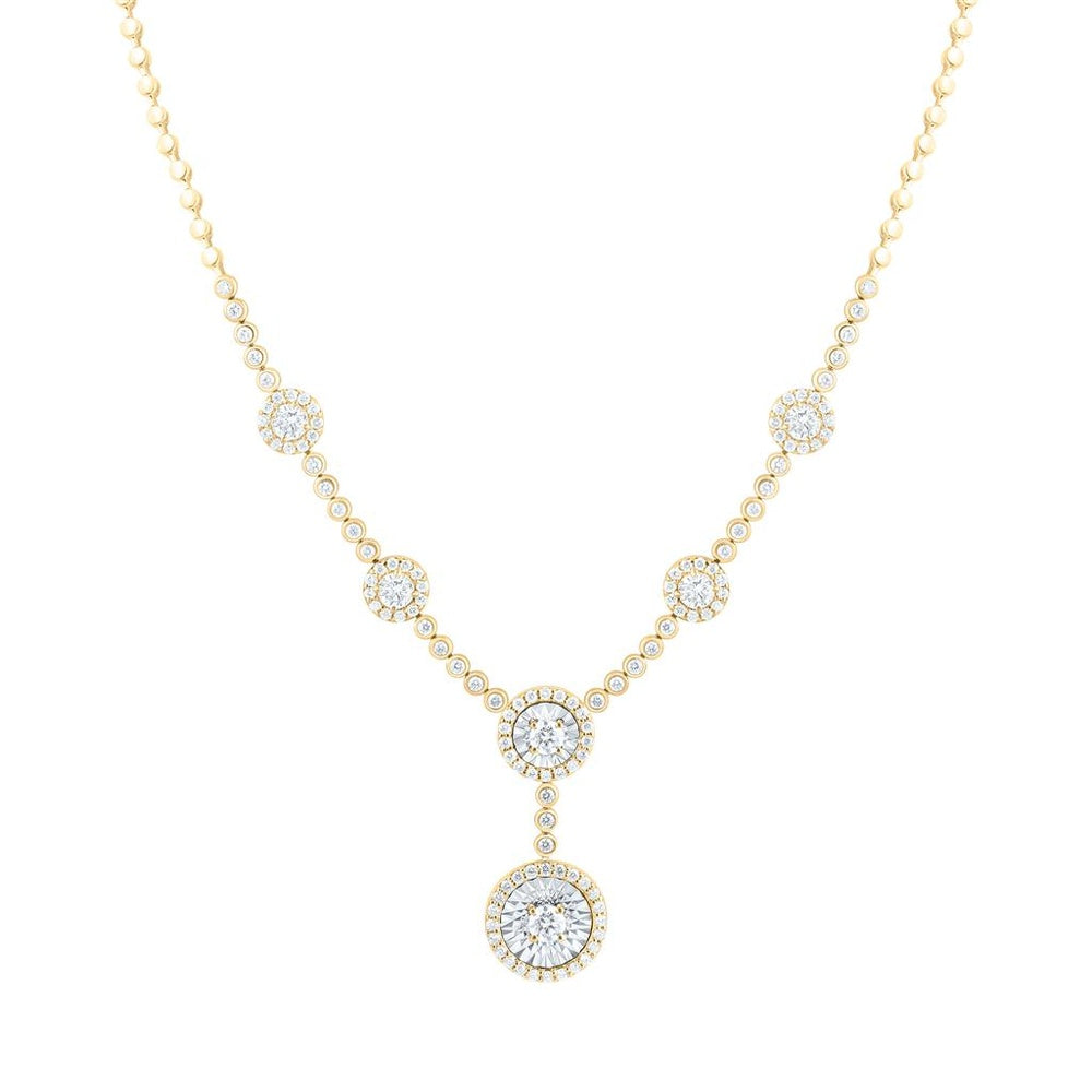 Yellow Gold Round Diamond 17-Inch Necklace - 1 7/8 Carat Total Diamond Weight