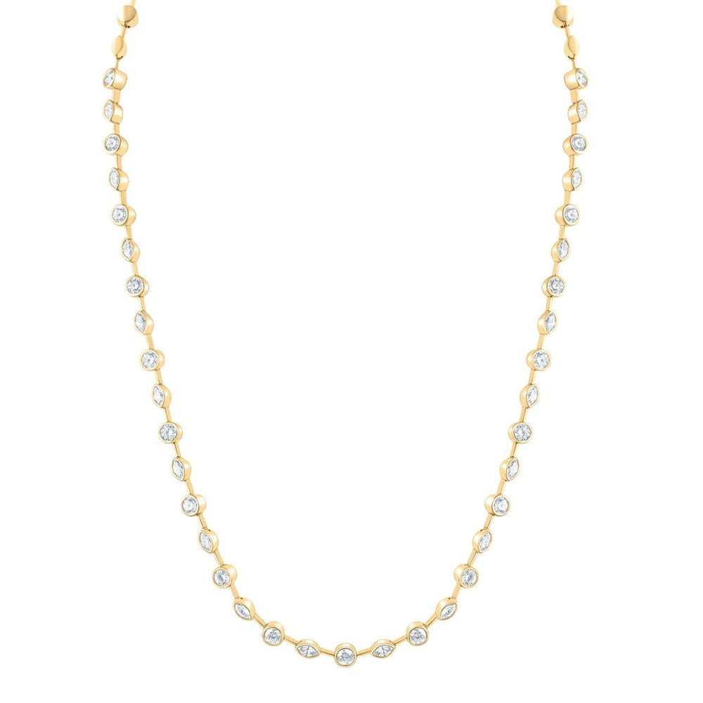 Yellow Gold Round Diamond 17-Inch Necklace - 4 3/4 Carat Total Diamond Weight