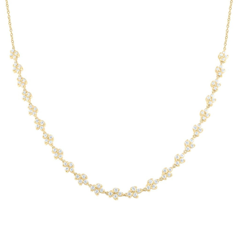 Yellow Gold Round Diamond 18-Inch Necklace - 1 1/3 Carat Total Diamond Weight