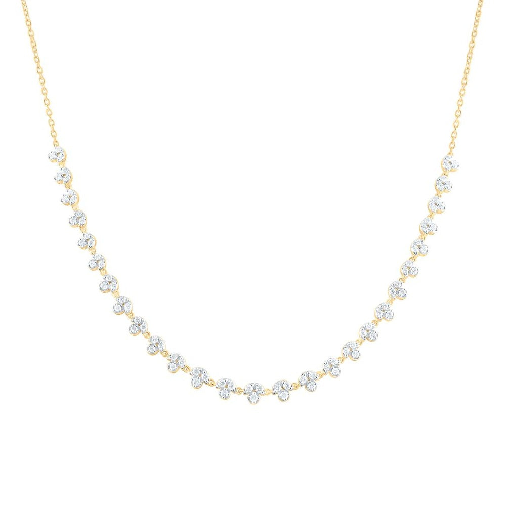 Yellow Gold Round Diamond 18-Inch Necklace - 1 1/3 Carat Total Diamond Weight