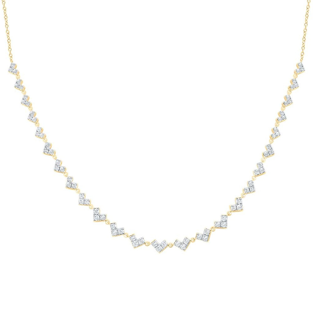 Yellow Gold Round Diamond 18-Inch Necklace - 1 1/4 Carat Total Diamond Weight