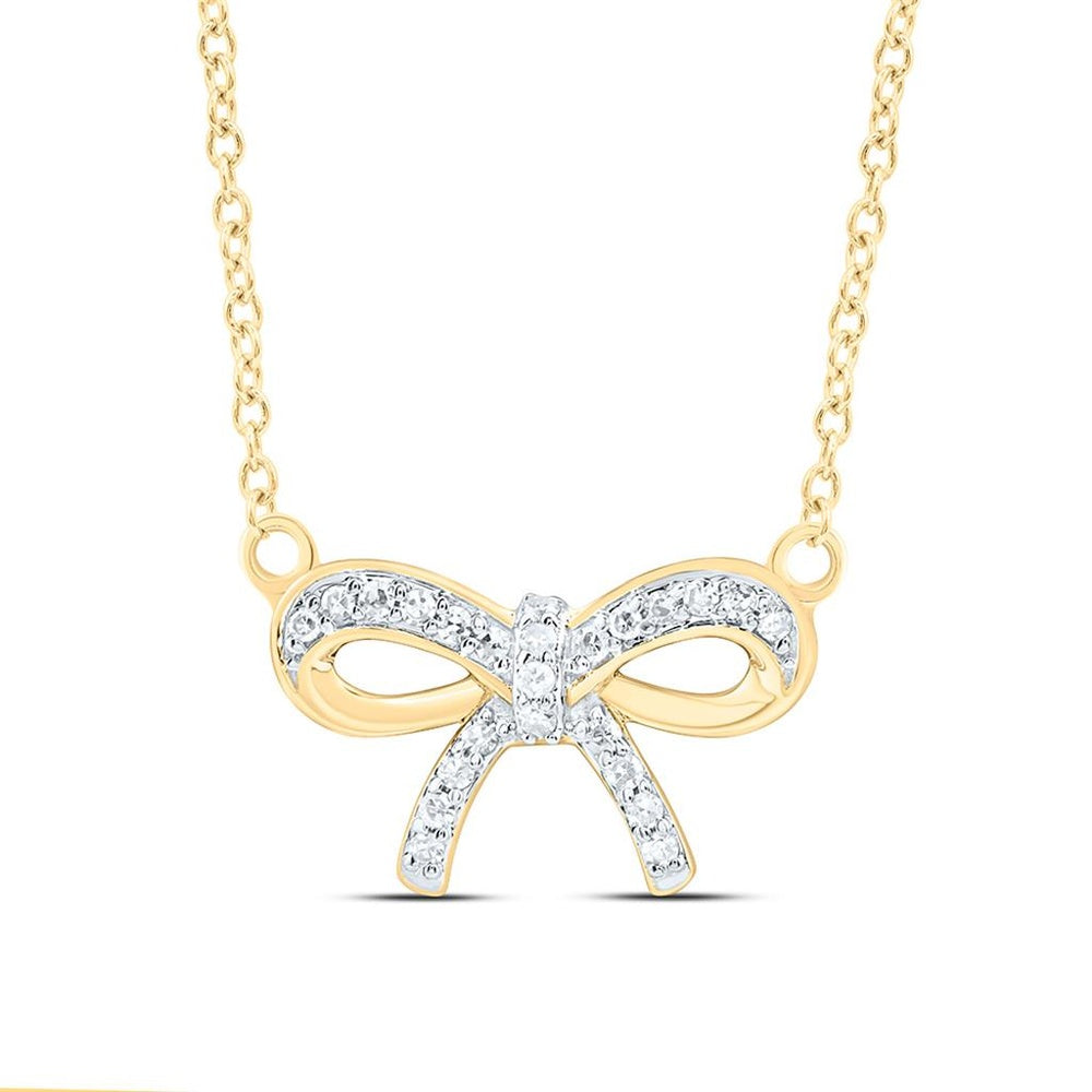 Yellow Gold Round Diamond 18-Inch Necklace - 1/10 Carat Total Diamond Weight