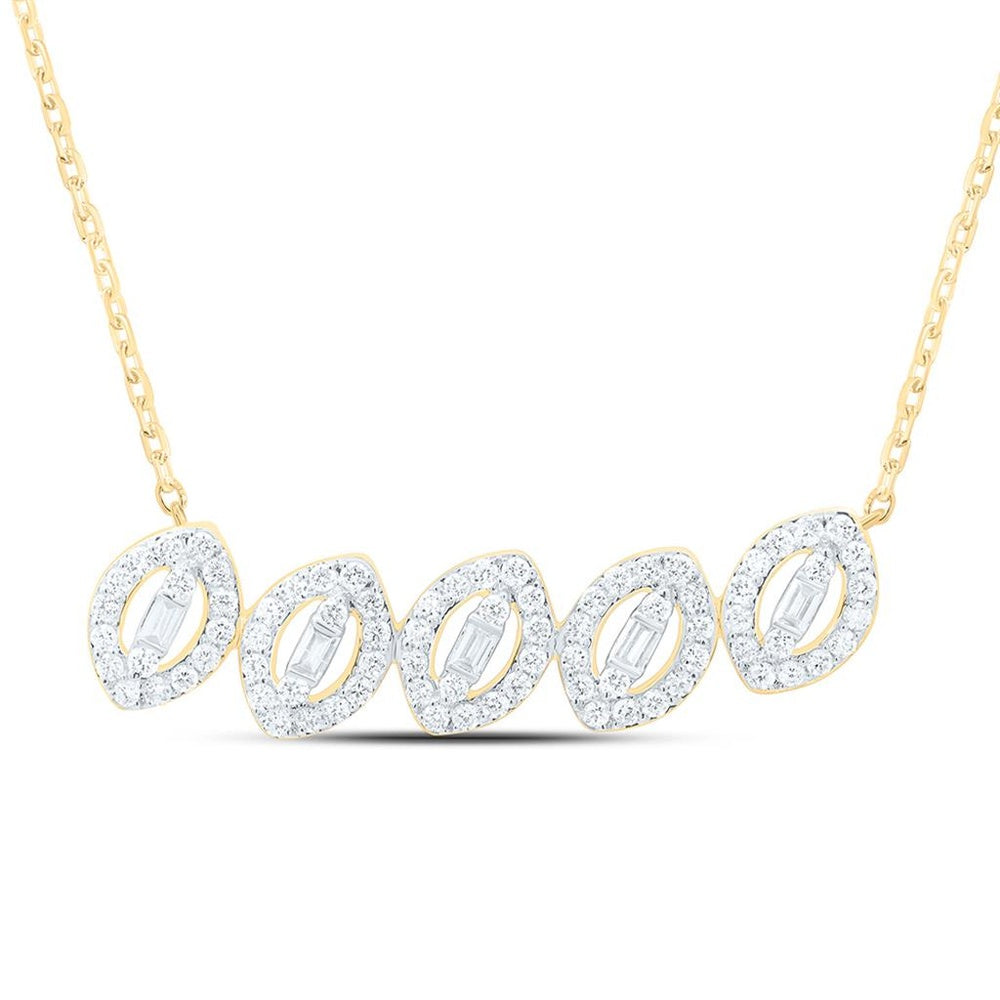 Yellow Gold Round Diamond 18-Inch Necklace - 1/2 Carat Total Diamond Weight