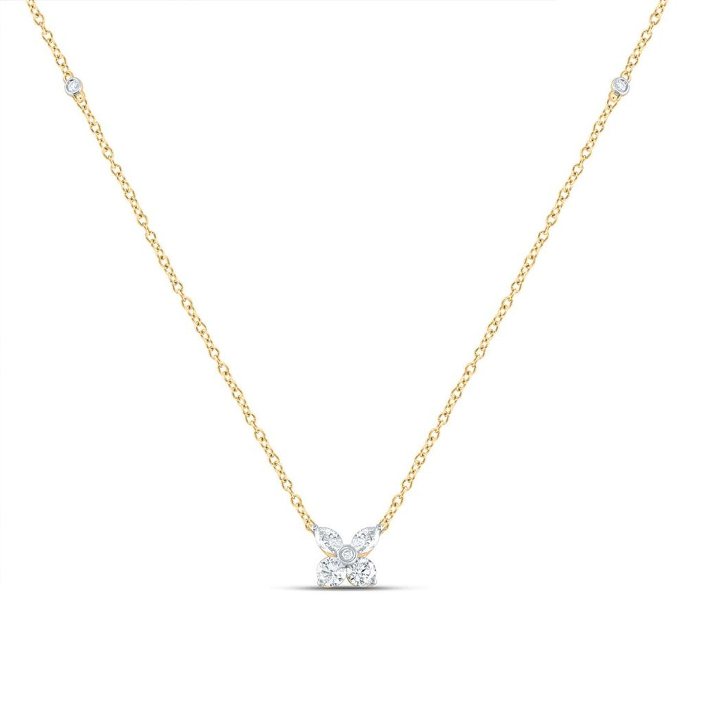 Yellow Gold Round Diamond 18-Inch Necklace - 1/3 Carat Total Diamond Weight