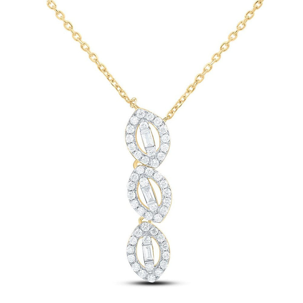 Yellow Gold Round Diamond 18-Inch Necklace - 1/3 Carat Total Diamond Weight