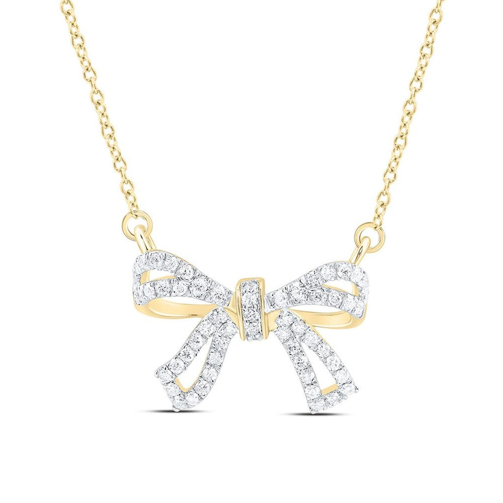 Yellow Gold Round Diamond 18-Inch Necklace - 1/3 Carat Total Diamond Weight