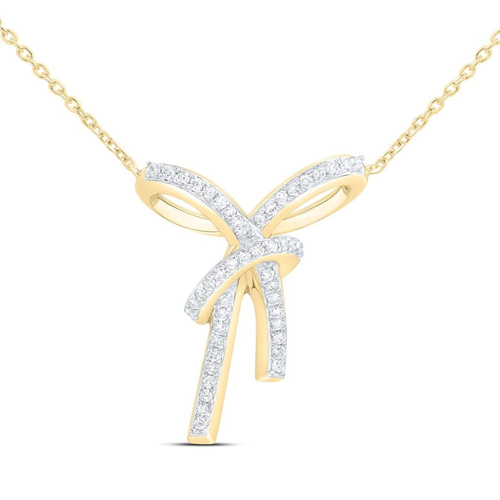 Yellow Gold Round Diamond 18-Inch Necklace - 1/5 Carat Total Diamond Weight