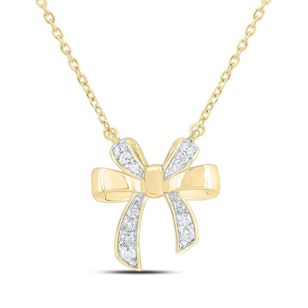 Yellow Gold Round Diamond 18-Inch Necklace - 1/6 Carat Total Diamond Weight