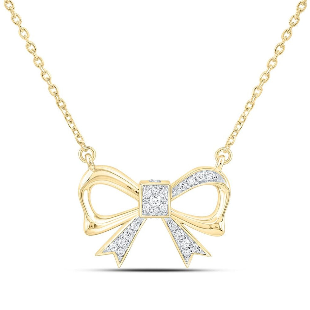 Yellow Gold Round Diamond 18-Inch Necklace - 1/8 Carat Total Diamond Weight