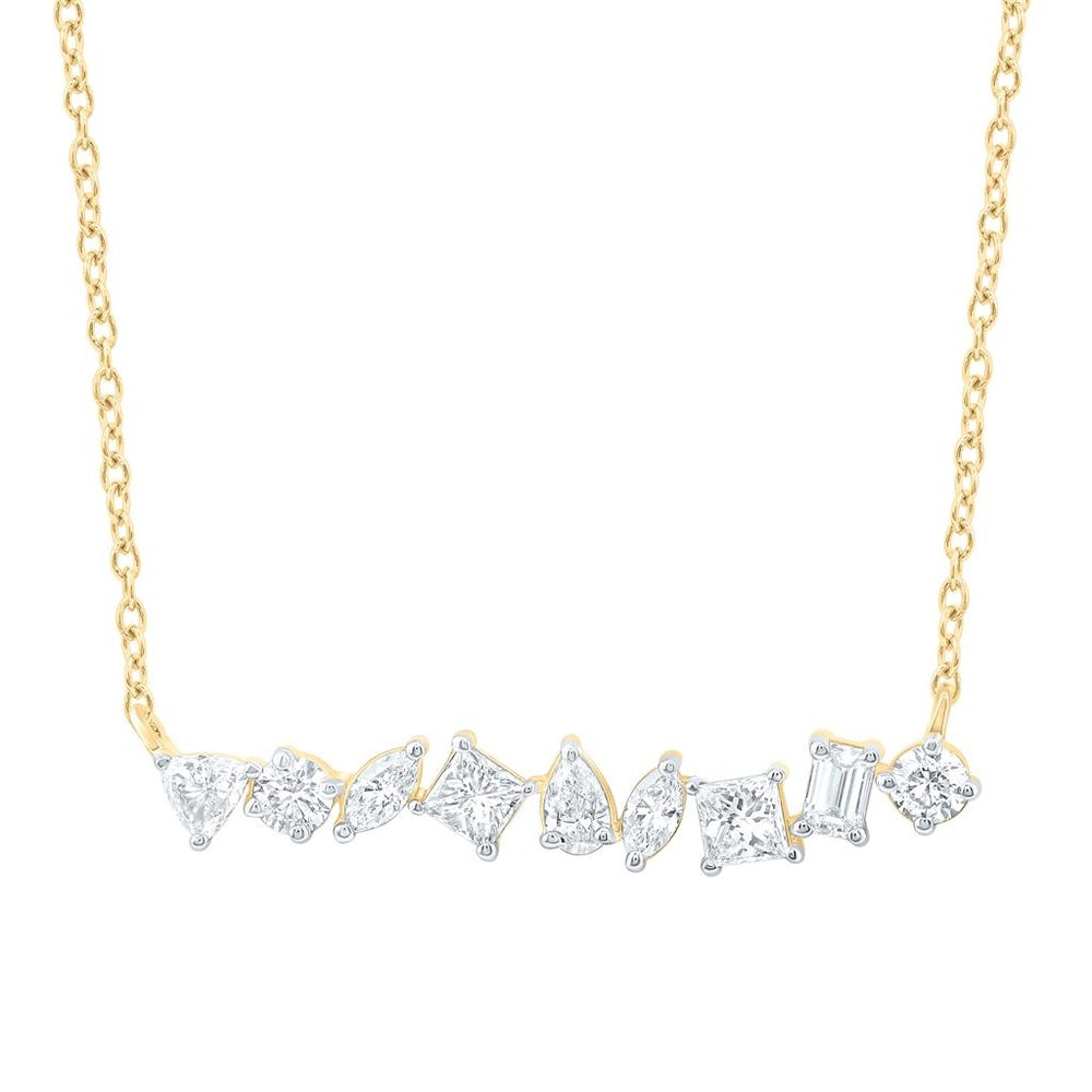 Yellow Gold Round Diamond 18-Inch Necklace - 1 Carat Total Diamond Weight
