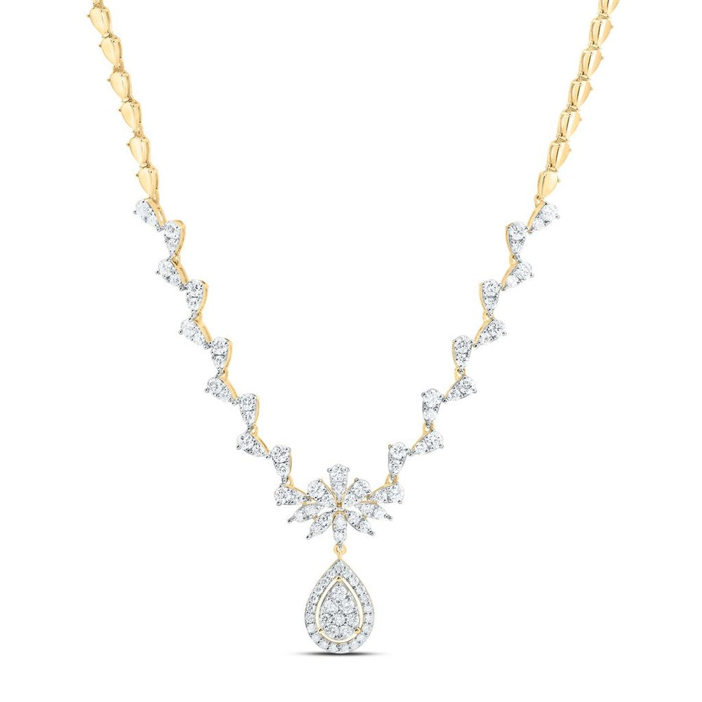 Yellow Gold Round Diamond 18-Inch Necklace - 2 1/2 Carat Total Diamond Weight