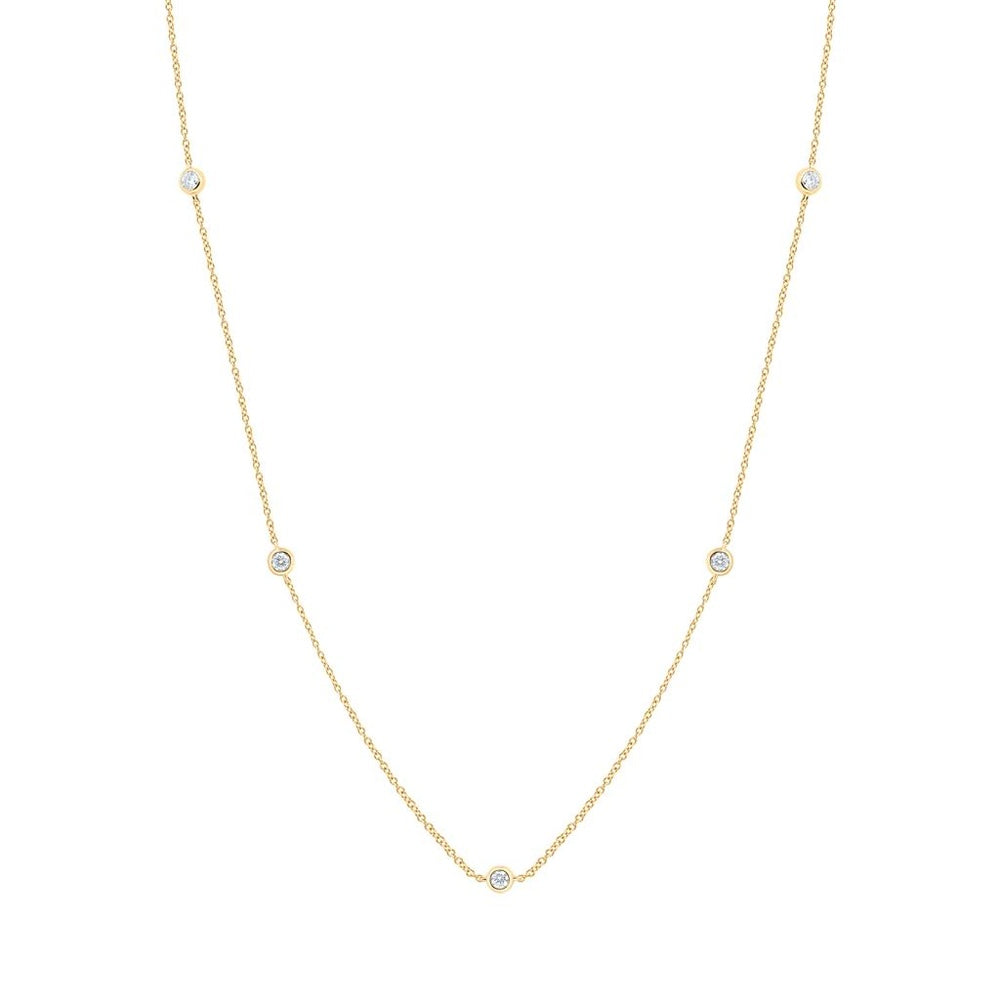 Yellow Gold Round Diamond 18-Inch Necklace - 3/8 Carat Total Diamond Weight