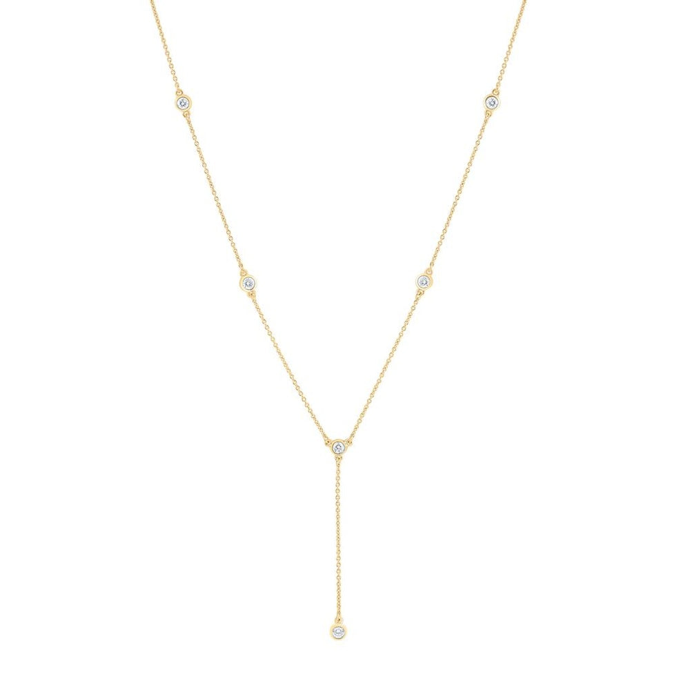 Yellow Gold Round Diamond 18-Inch Necklace - 5/8 Carat Total Diamond Weight